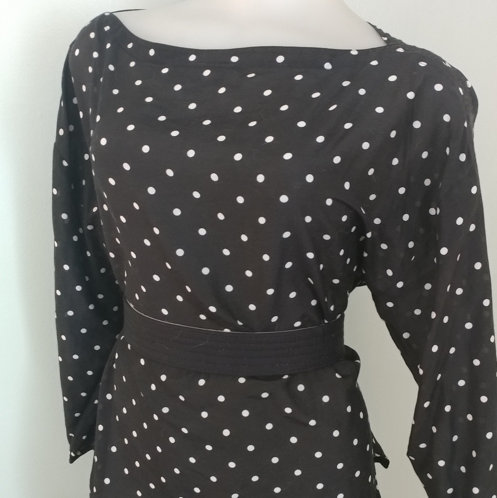 Ann Taylor LOFT boatneck polka dot silk size LP